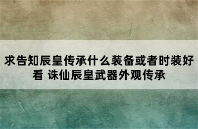 求告知辰皇传承什么装备或者时装好看 诛仙辰皇武器外观传承